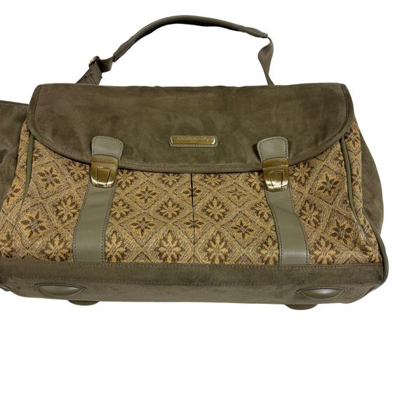 Murano Messenger carryon Vintage Style Shoulder Bag Canvas Tapestry Brown Olive - Picture 11 of 12